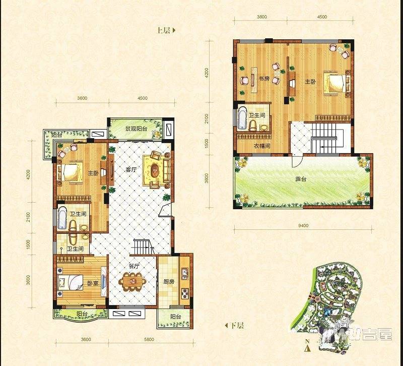 塞纳维拉花园3室2厅2卫137.5㎡户型图