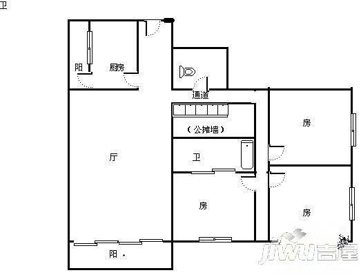 福满花园1室1厅1卫户型图