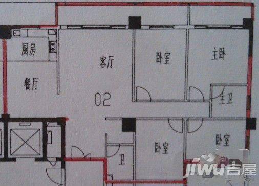 昊壮南湖西岸1室1厅1卫77㎡户型图