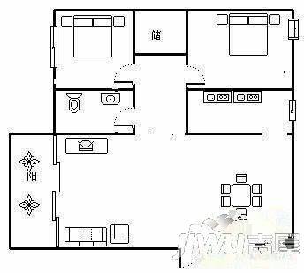 昊壮南湖西岸1室1厅1卫77㎡户型图