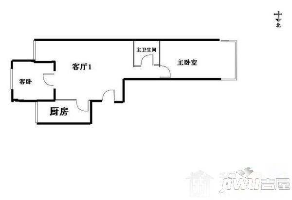 昊壮南湖西岸1室1厅1卫77㎡户型图