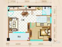 明都锦绣花园1室1厅1卫59.2㎡户型图