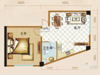 明都锦绣花园1室1厅1卫60.1㎡户型图