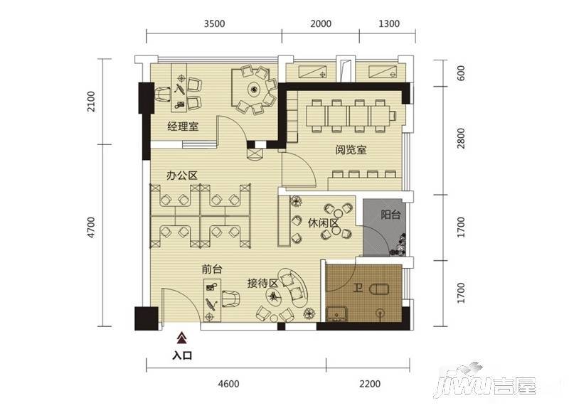 丰泽SOHO2室2厅1卫53.3㎡户型图