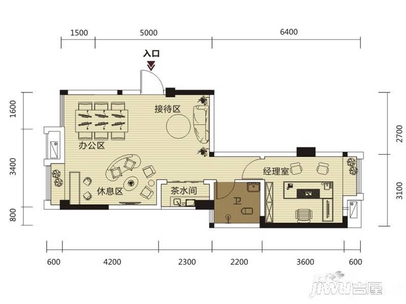 丰泽SOHO2室2厅1卫65.5㎡户型图