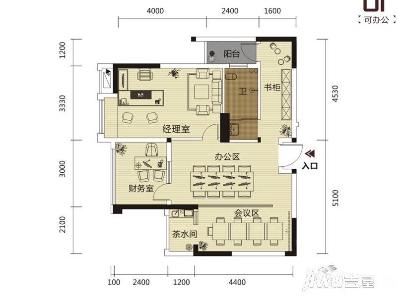 丰泽SOHO2室2厅1卫83.9㎡户型图