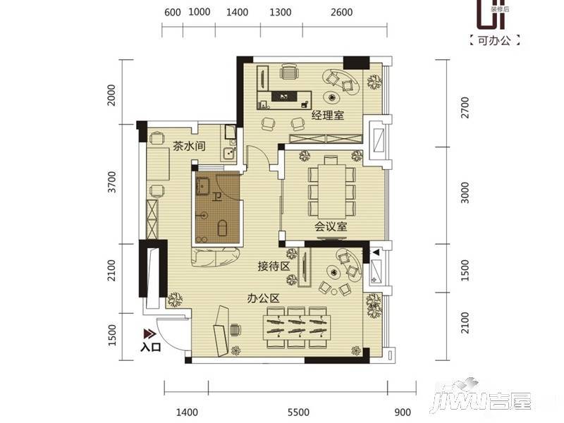 丰泽SOHO2室2厅1卫70.3㎡户型图