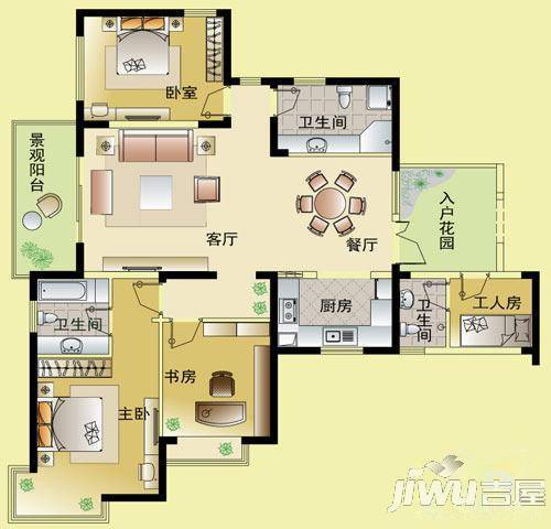 南博湾花园4室2厅3卫139.8㎡户型图