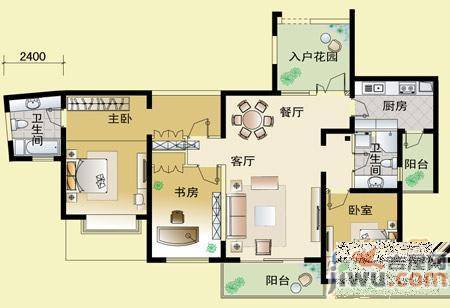 南博湾花园3室2厅2卫138.6㎡户型图