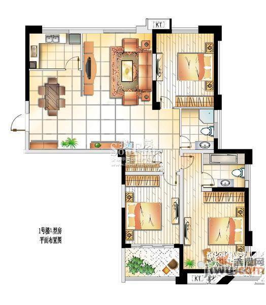 府西花园3室2厅2卫139.3㎡户型图