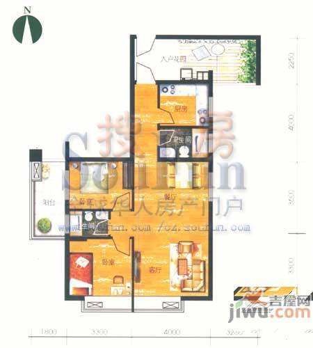 德禾文慧苑2室2厅2卫89㎡户型图