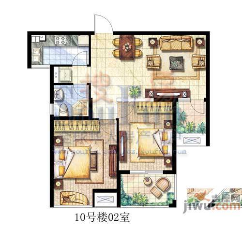 新城尚东区1室2厅2卫115㎡户型图