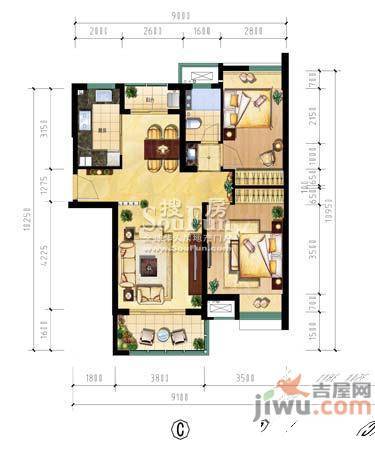 新城尚东区1室2厅2卫115㎡户型图