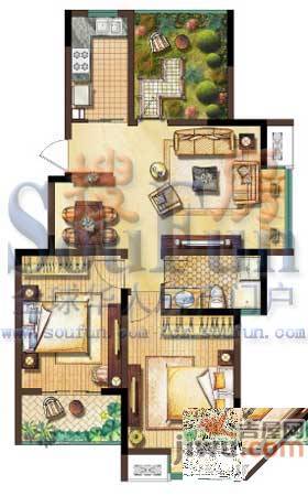 新城长岛2室2厅1卫89㎡户型图