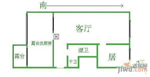 花园西郡雅居2室2厅1卫90㎡户型图