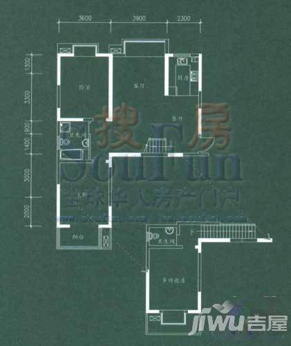 翡翠湾花园3室2厅2卫105㎡户型图