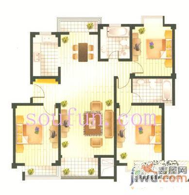 新城花苑2室1厅1卫60㎡户型图