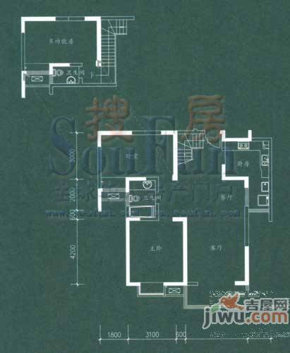 翡翠湾花园3室2厅2卫105㎡户型图