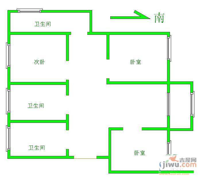 四季新城南苑3室1厅2卫户型图