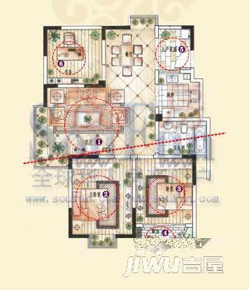 香树湾福园3室2厅1卫113㎡户型图