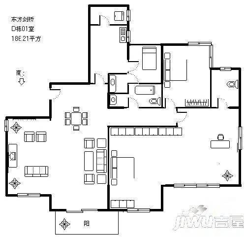 丰乐公寓5室1厅3卫208㎡户型图