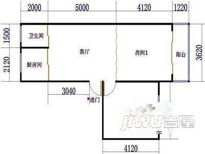 星北发展大厦1室1厅1卫户型图