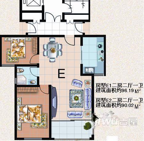 汇丰三村2室2厅1卫户型图