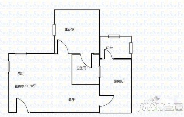 福康宁花园2室2厅1卫户型图