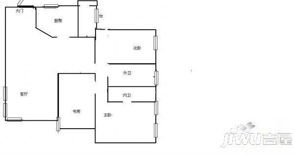 福康宁花园2室2厅1卫户型图