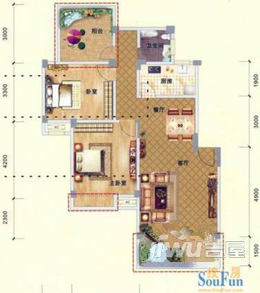 新天地花苑4室2厅2卫139㎡户型图