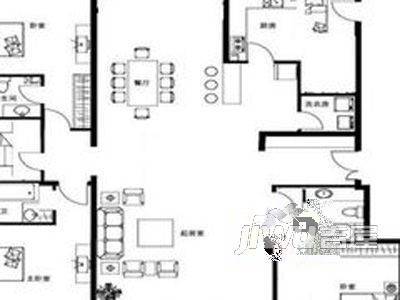 临江花园3室2厅2卫户型图