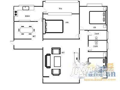 昆仑花园2室2厅1卫户型图