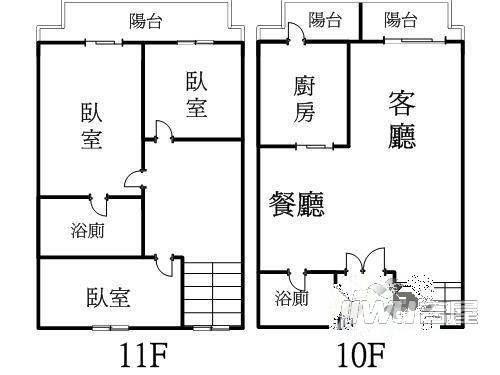 丽华一村2室1厅1卫56㎡户型图