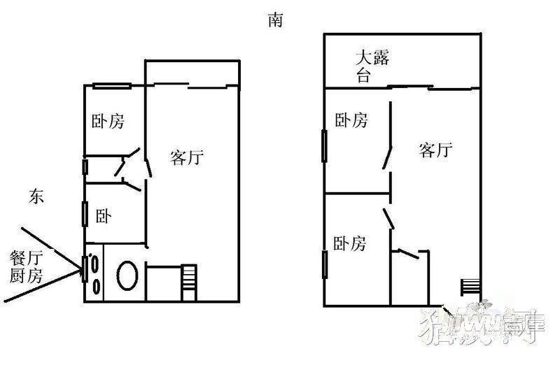 天皇堂新寓2室2厅1卫106㎡户型图