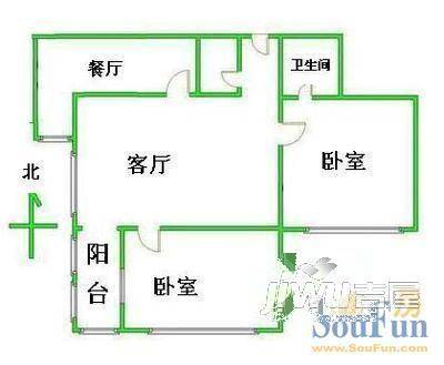 天皇堂新寓2室2厅1卫106㎡户型图