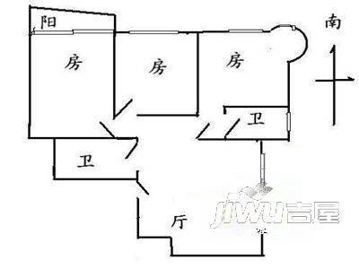 金星大厦3室2厅1卫户型图