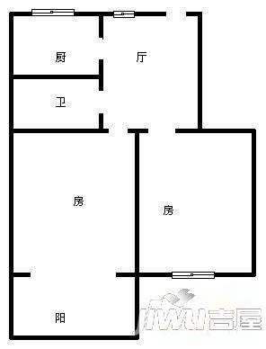 红梅新村2室1厅1卫62㎡户型图