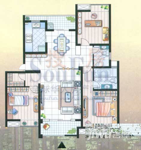 世纪华城2室2厅1卫104.7㎡户型图