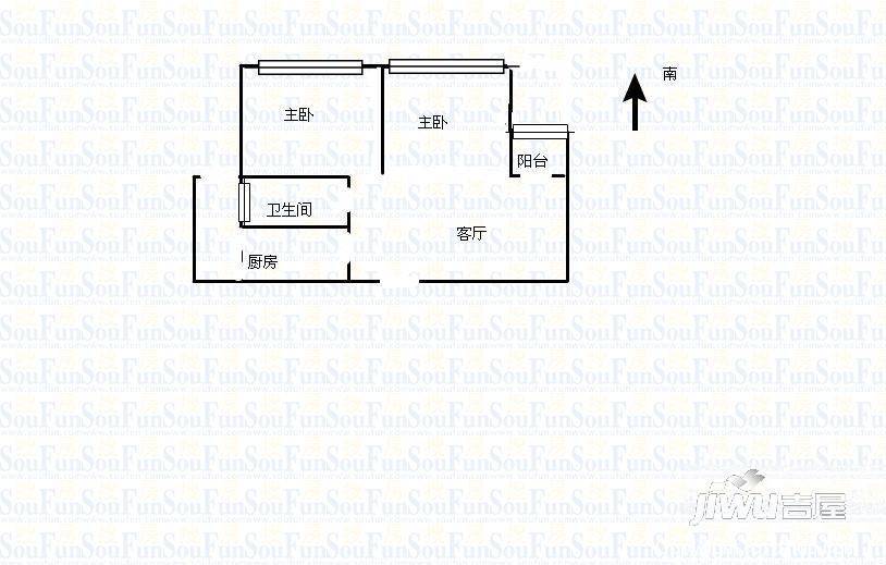 世纪华城2室2厅1卫104.7㎡户型图