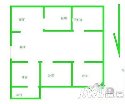 红梅西村2室1厅1卫68㎡户型图