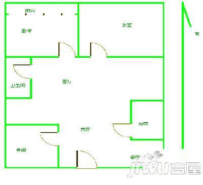 牡丹公寓3室1厅1卫90㎡户型图