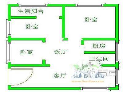 东方公寓1室1厅1卫户型图