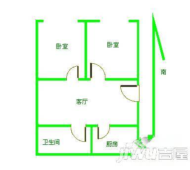 枫丹花园2室2厅1卫88㎡户型图