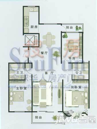 华都馨苑3室2厅2卫139.8㎡户型图