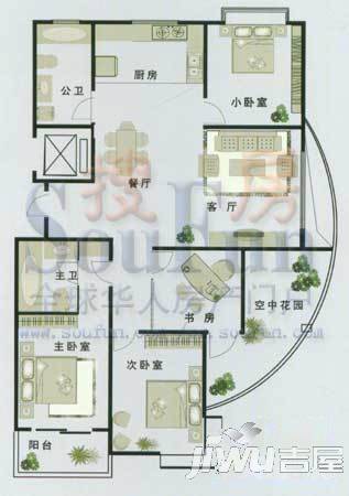 华都馨苑3室2厅2卫139.8㎡户型图