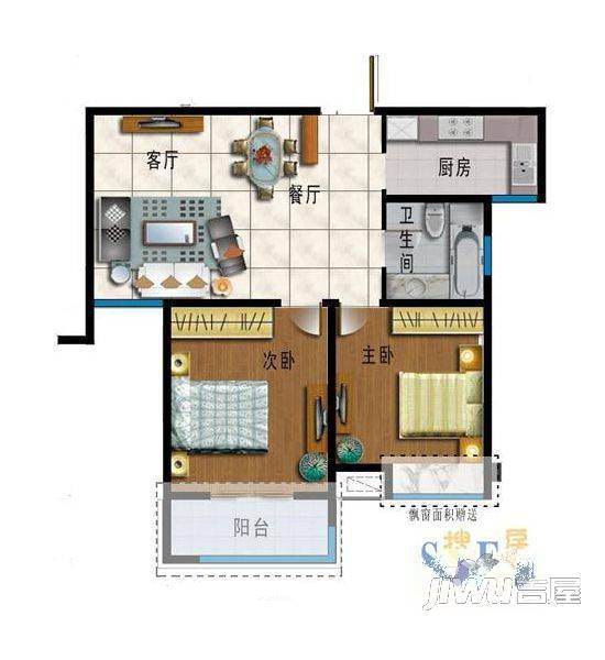 空港二村3室2厅2卫户型图