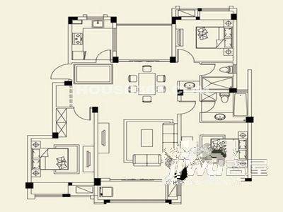 普济公寓2室2厅1卫100㎡户型图