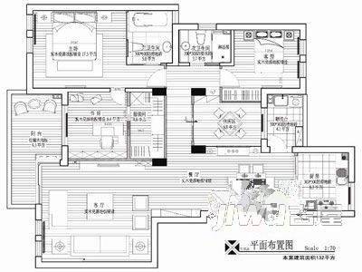 春江中央花苑2室1厅1卫户型图