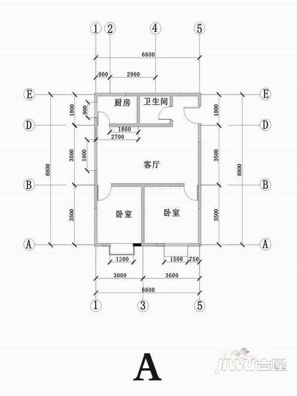 春江中央花苑2室1厅1卫户型图