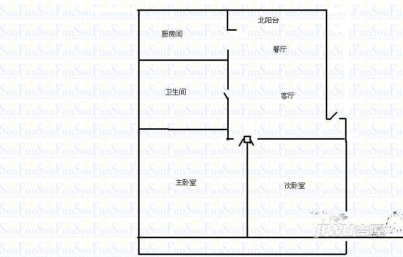 娑罗家园3室1厅1卫户型图